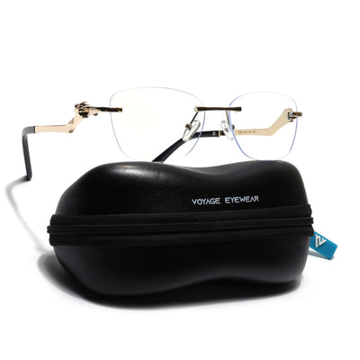Voyage Golden Square Rim Less Eyeglasses - MG3930