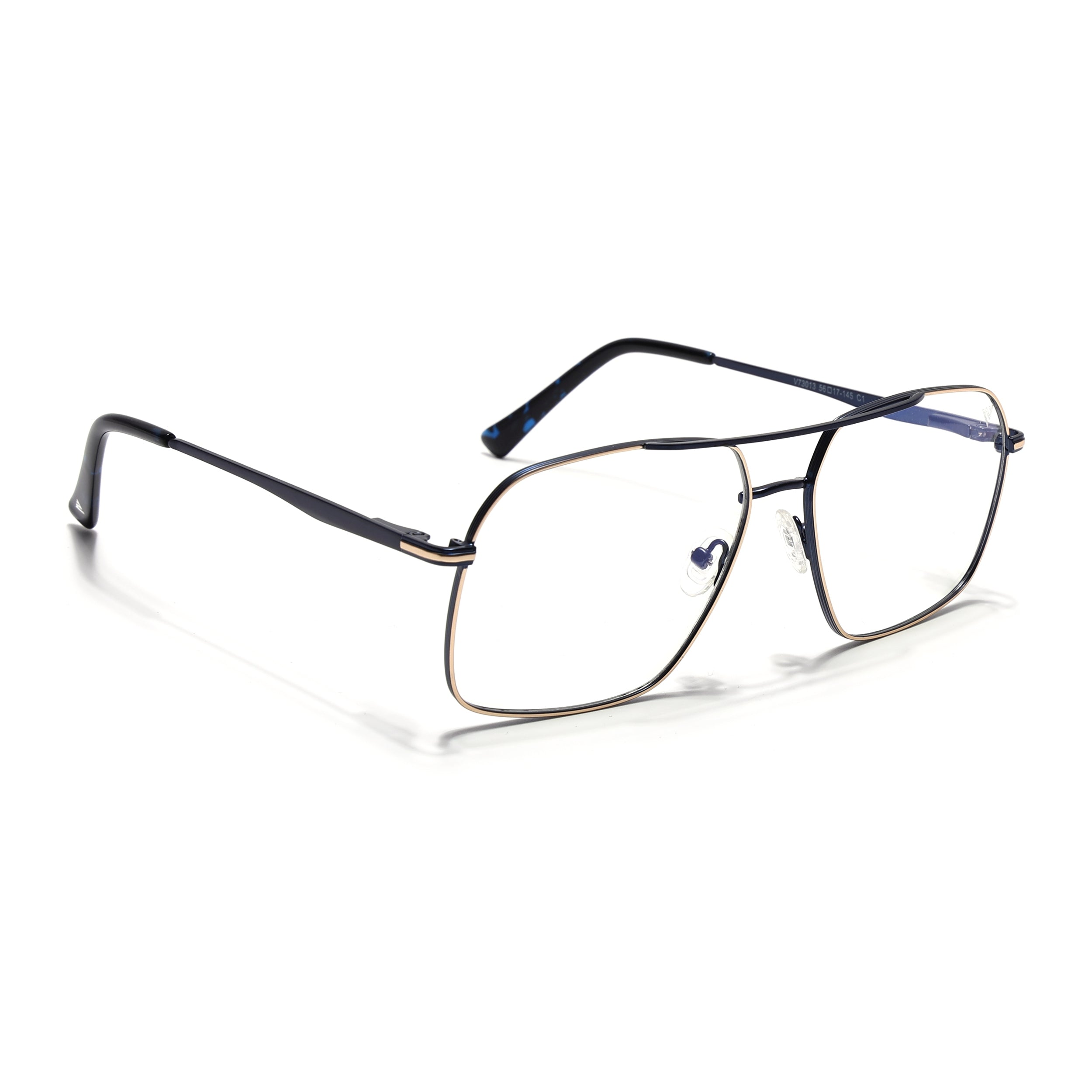 Voyage Golden & Navy Blue Wayfarer Eyeglasses for Men & Women (73013FMG7068-C4)