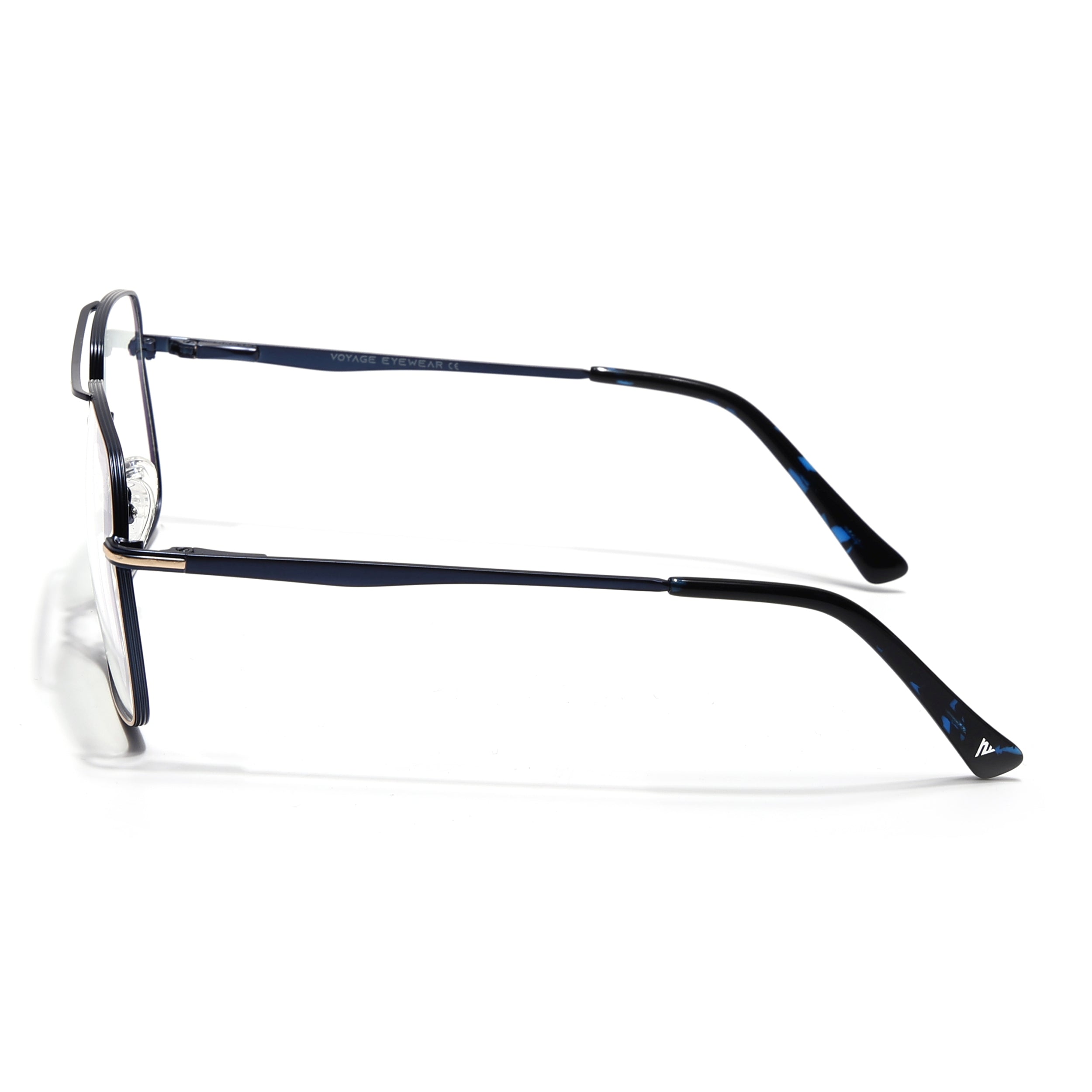 Voyage Golden & Navy Blue Wayfarer Eyeglasses for Men & Women (73013FMG7068-C4)