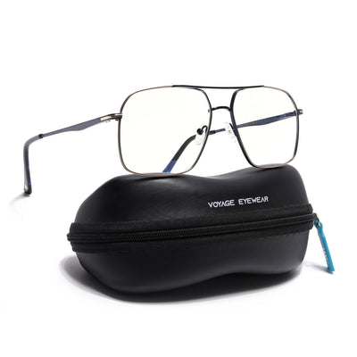 Voyage Golden & Navy Blue Wayfarer Eyeglasses for Men & Women (73013FMG7068-C4)