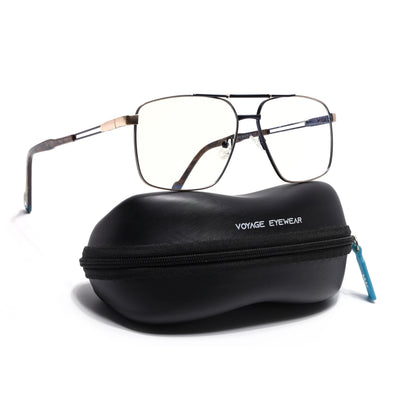 Voyage Golden & Navy Blue Wayfarer Eyeglasses for Men & Women (73014FMG7075-C4)
