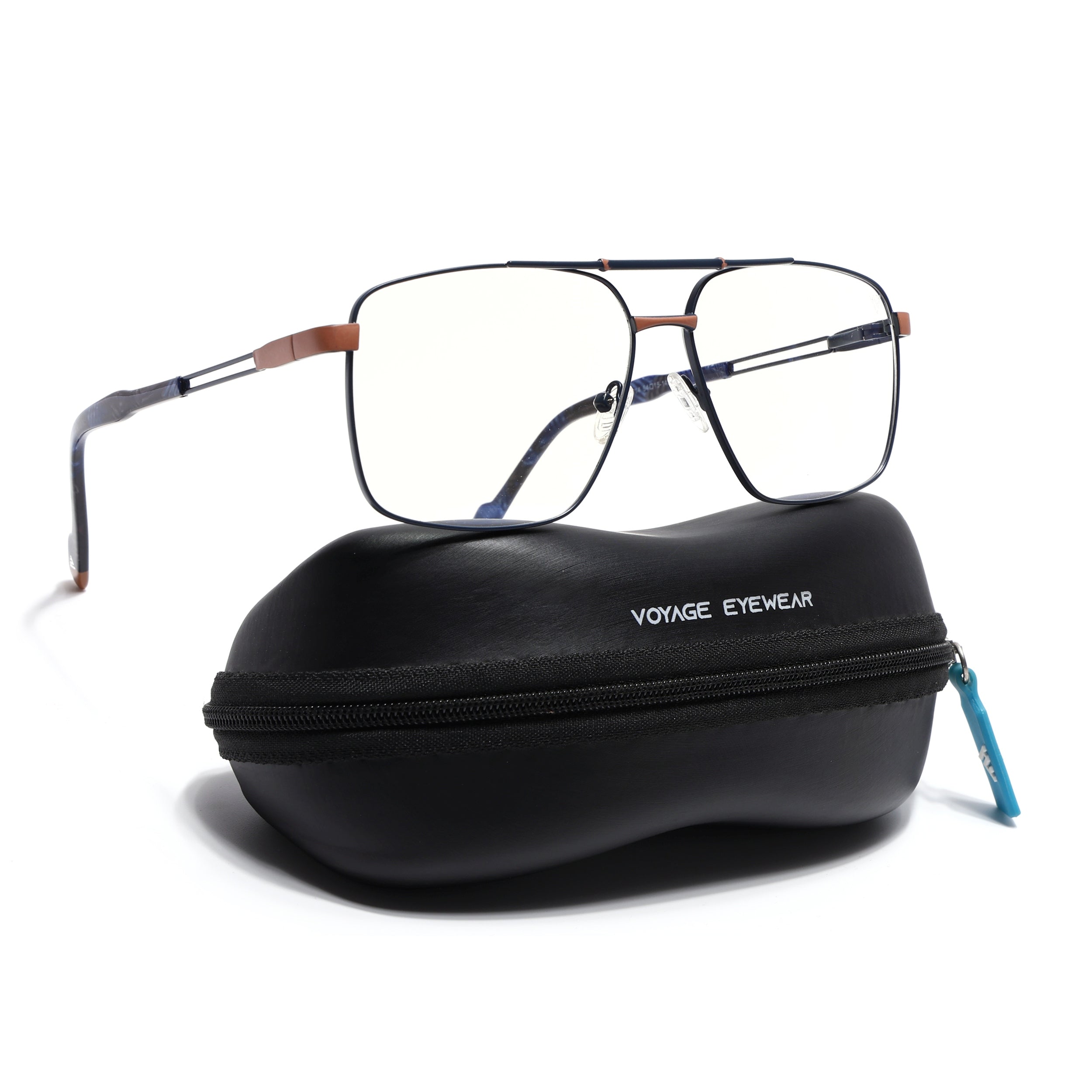 Voyage Blue & Brown Wayfarer Eyeglasses for Men & Women (73014FMG7076-C5)