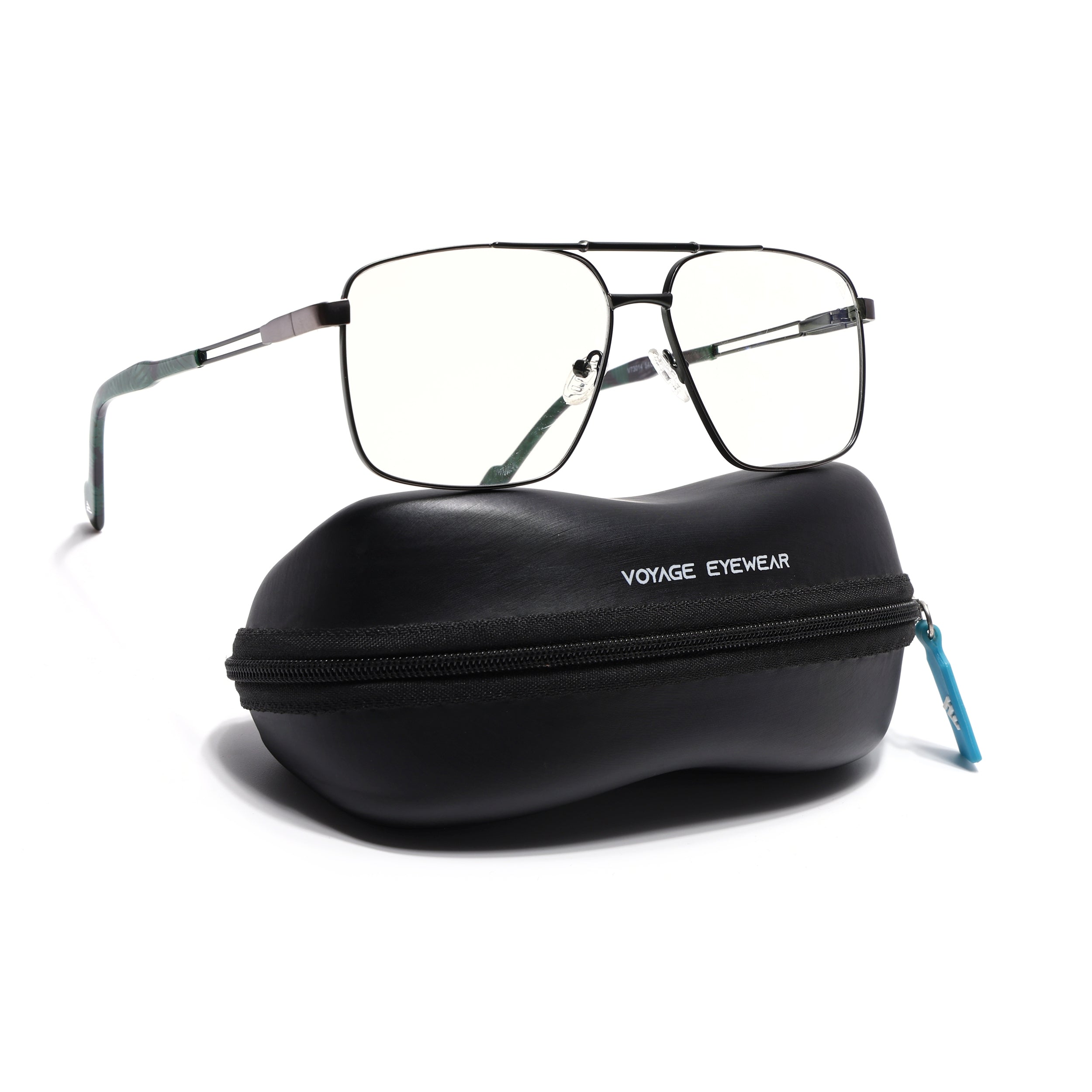 Voyage Silver & Green Wayfarer Eyeglasses for Men & Women (73014FMG7078-C7)