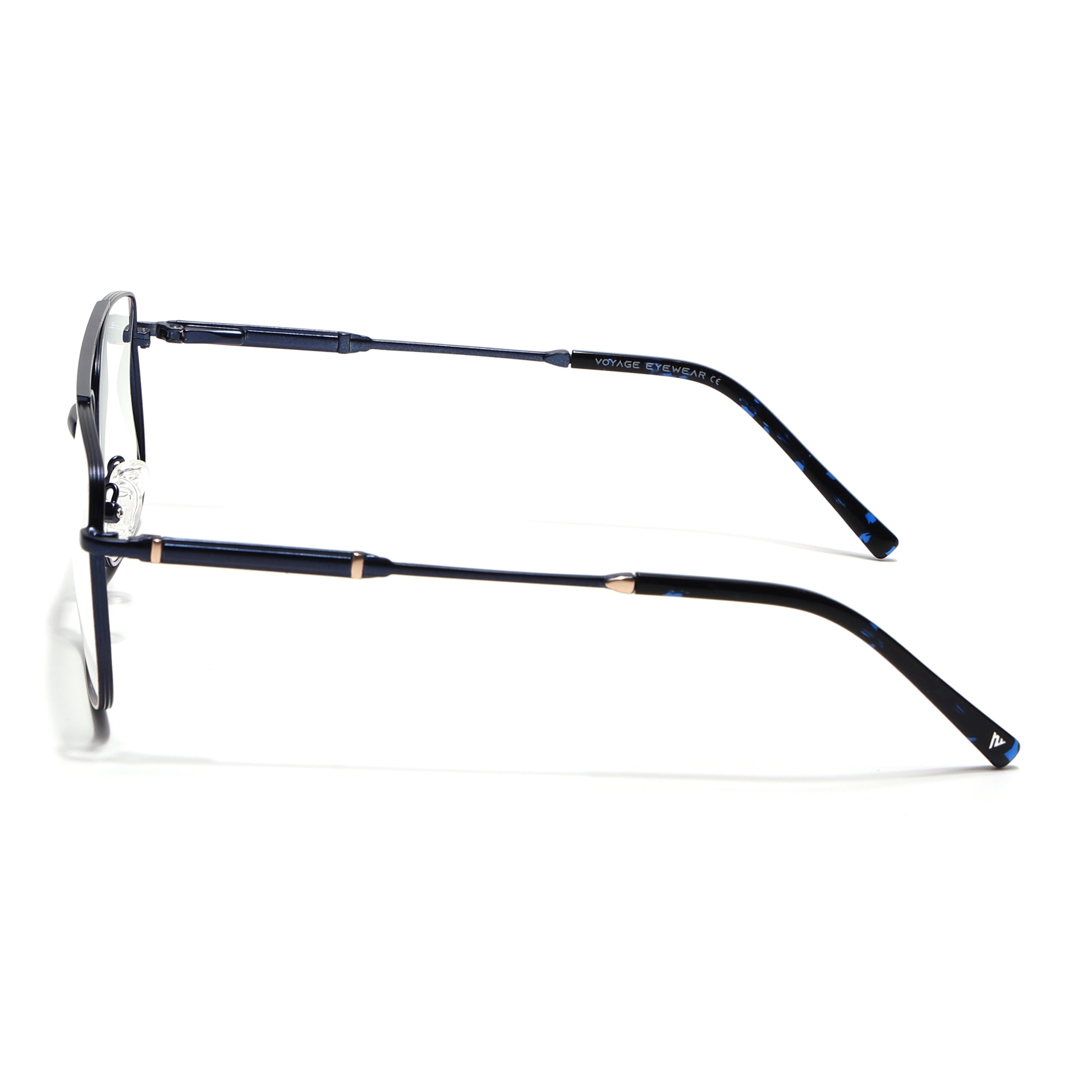 Voyage Golden & Navy Blue Wayfarer Eyeglasses for Men & Women (73015FMG7080-C2)