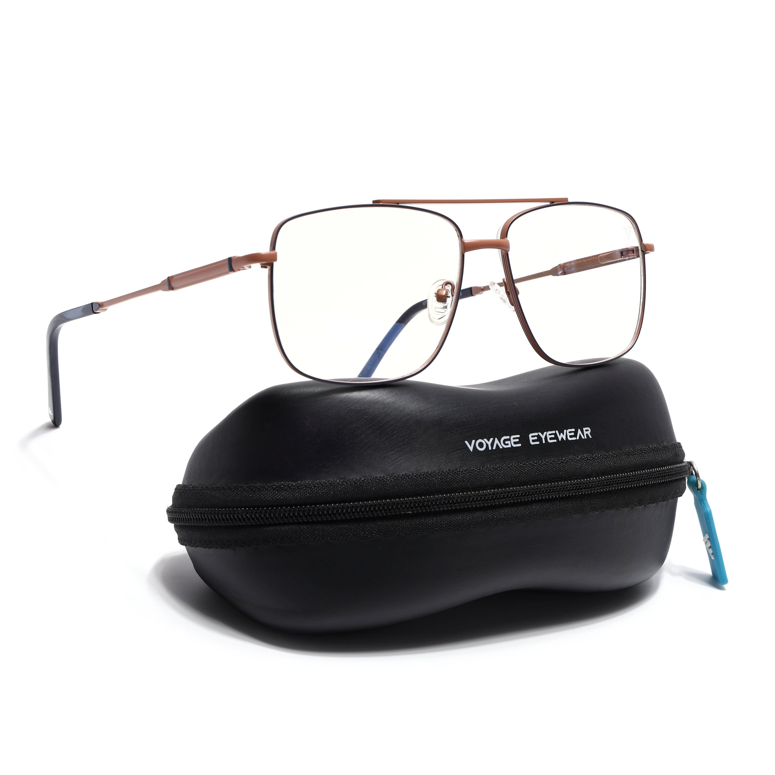 Voyage Brown & Blue Wayfarer Eyeglasses for Men & Women (73015FMG7082-C4)