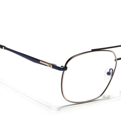 Voyage Golden & Navy Blue Wayfarer Eyeglasses for Men & Women (73016FMG7089-C4)