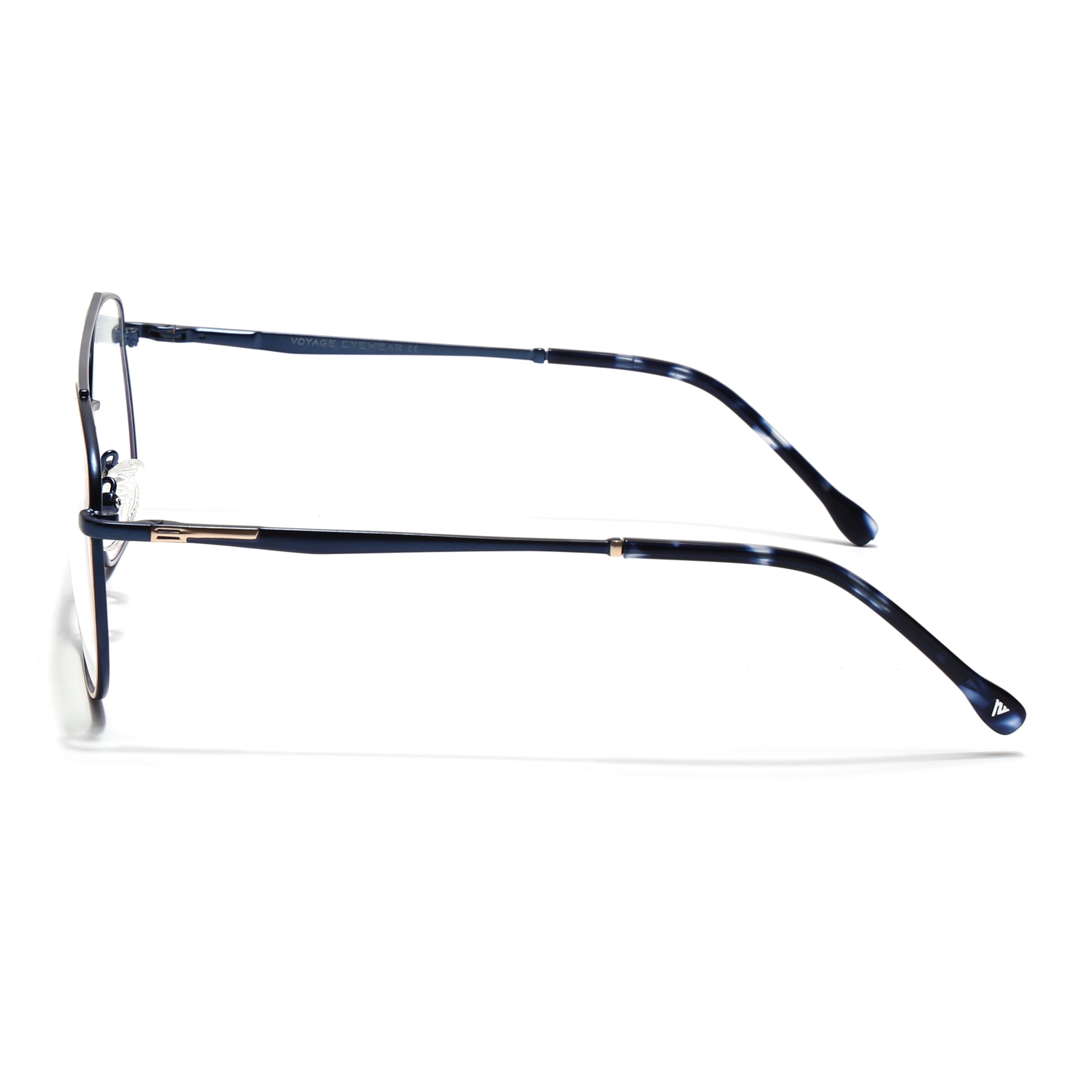 Voyage Golden & Navy Blue Wayfarer Eyeglasses for Men & Women (73016FMG7089-C4)