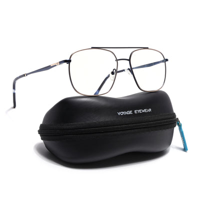 Voyage Golden & Navy Blue Wayfarer Eyeglasses for Men & Women (73016FMG7089-C4)
