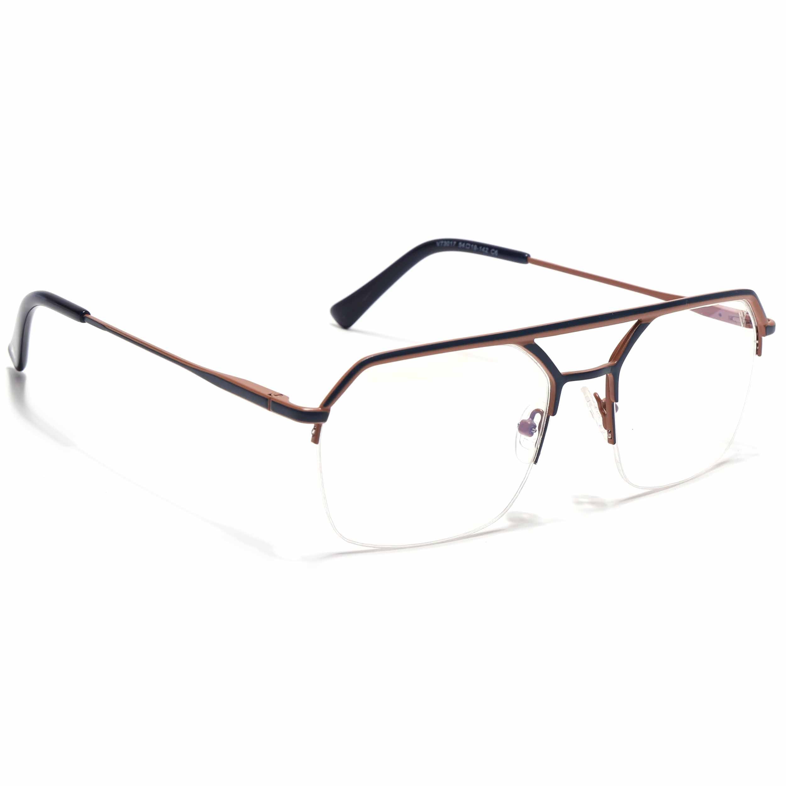 Voyage Blue & Brown Half Rim Eyeglasses for Men & Women (73017FMG7096-C4)