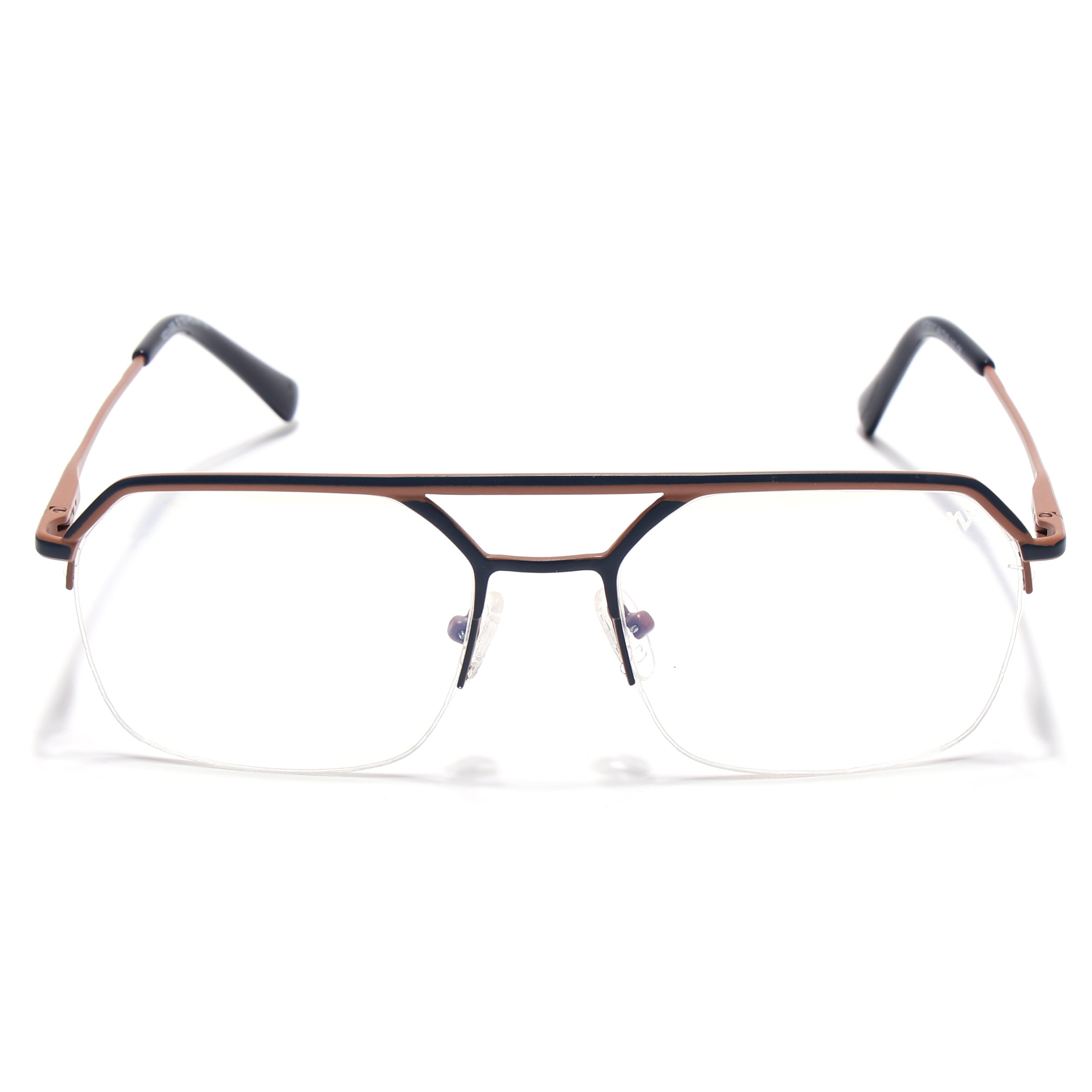 Voyage Blue & Brown Half Rim Eyeglasses for Men & Women (73017FMG7096-C4)