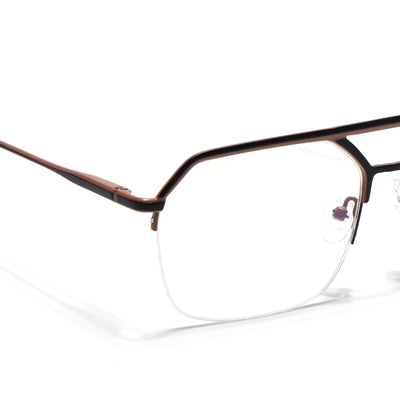 Voyage Blue & Brown Half Rim Eyeglasses for Men & Women (73017FMG7096-C4)