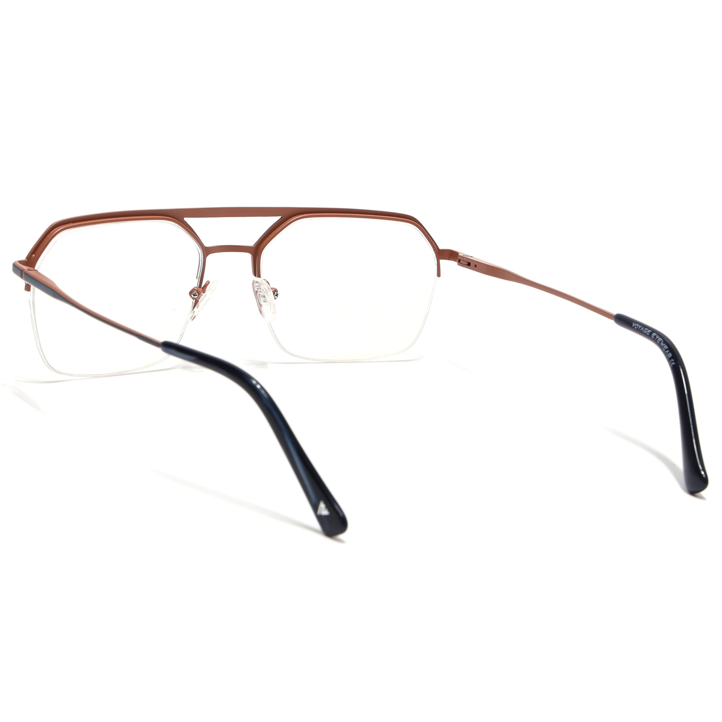 Voyage Blue & Brown Half Rim Eyeglasses for Men & Women (73017FMG7096-C4)