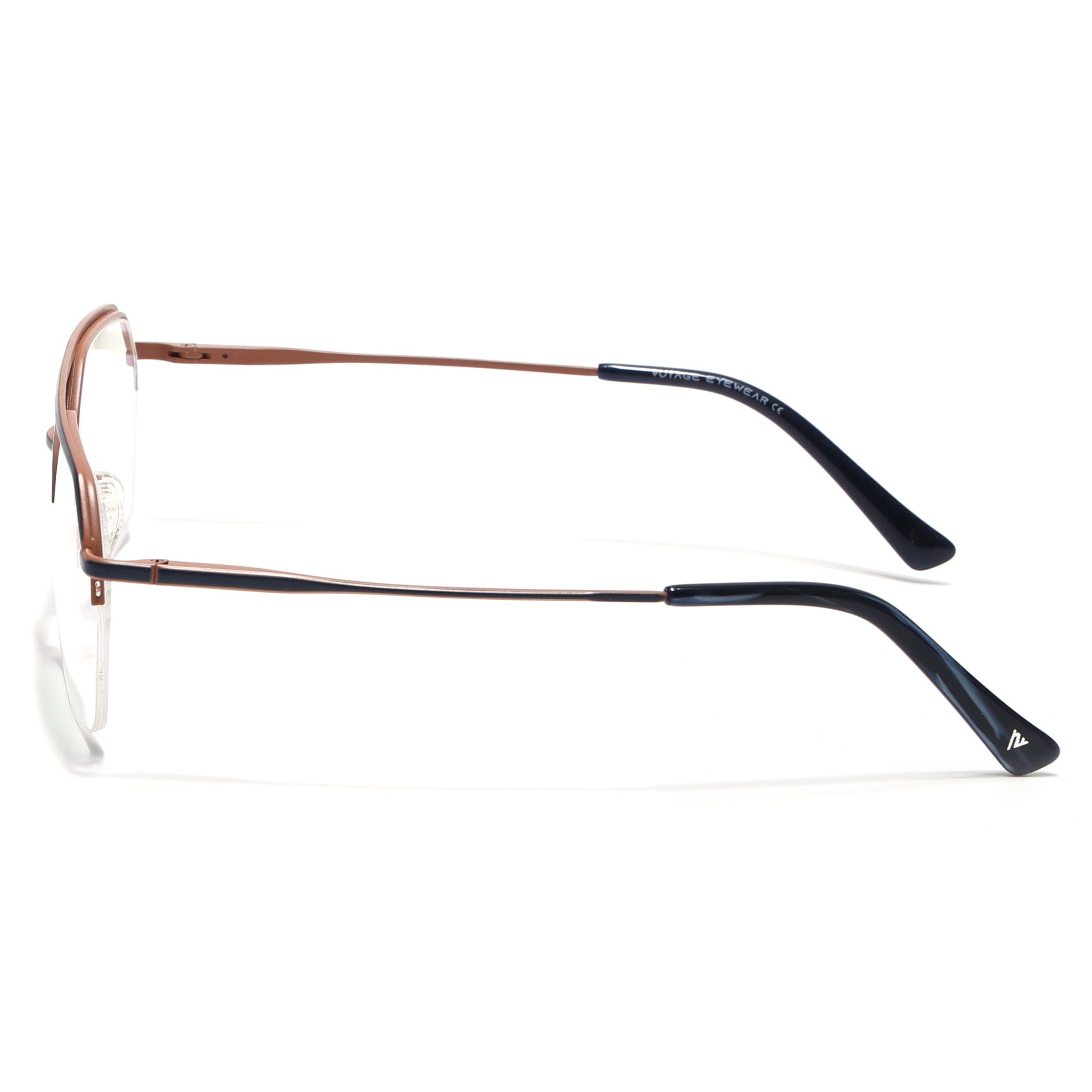 Voyage Blue & Brown Half Rim Eyeglasses for Men & Women (73017FMG7096-C4)