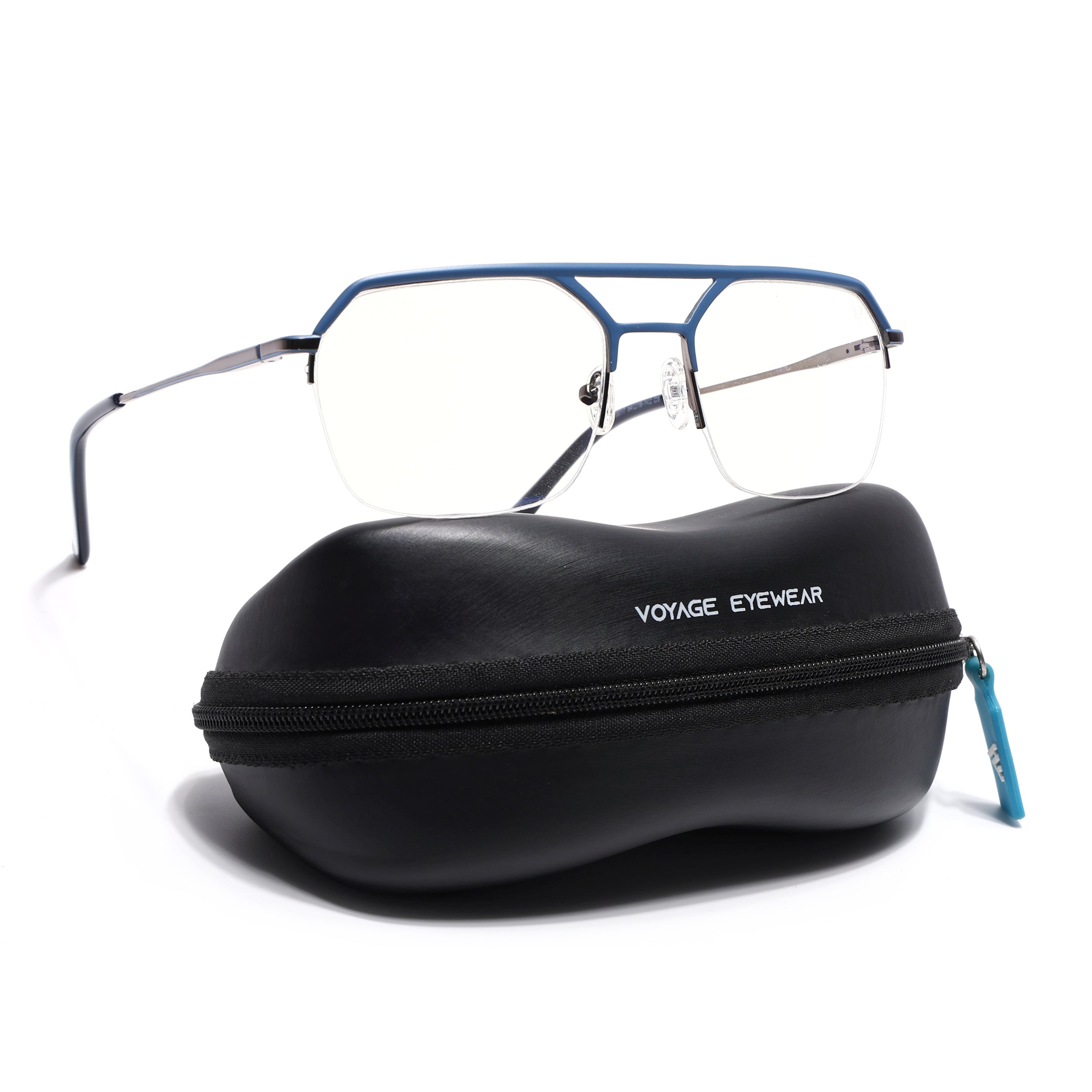 Voyage Sky Blue Half Rim Eyeglasses for Men & Women (73017FMG7097-C5)