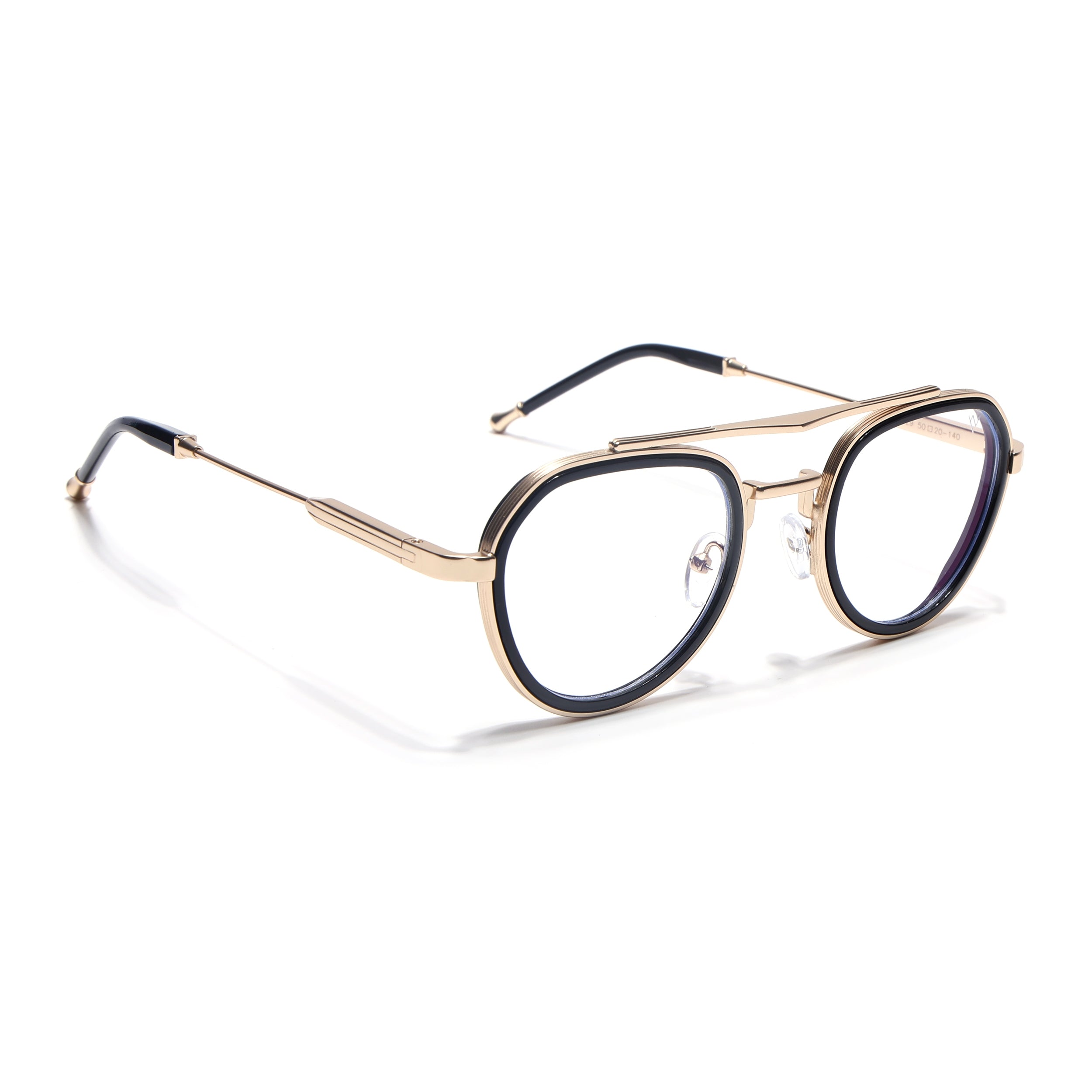 Voyage Objex Golden & Black Round Eyeglasses for Men & Women (7329FMG7058-C2)