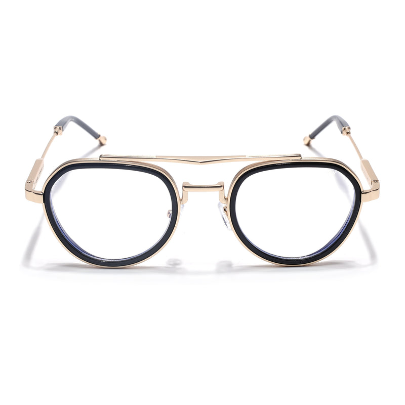 Voyage Objex Golden & Black Round Eyeglasses for Men & Women (7329FMG7058-C2)