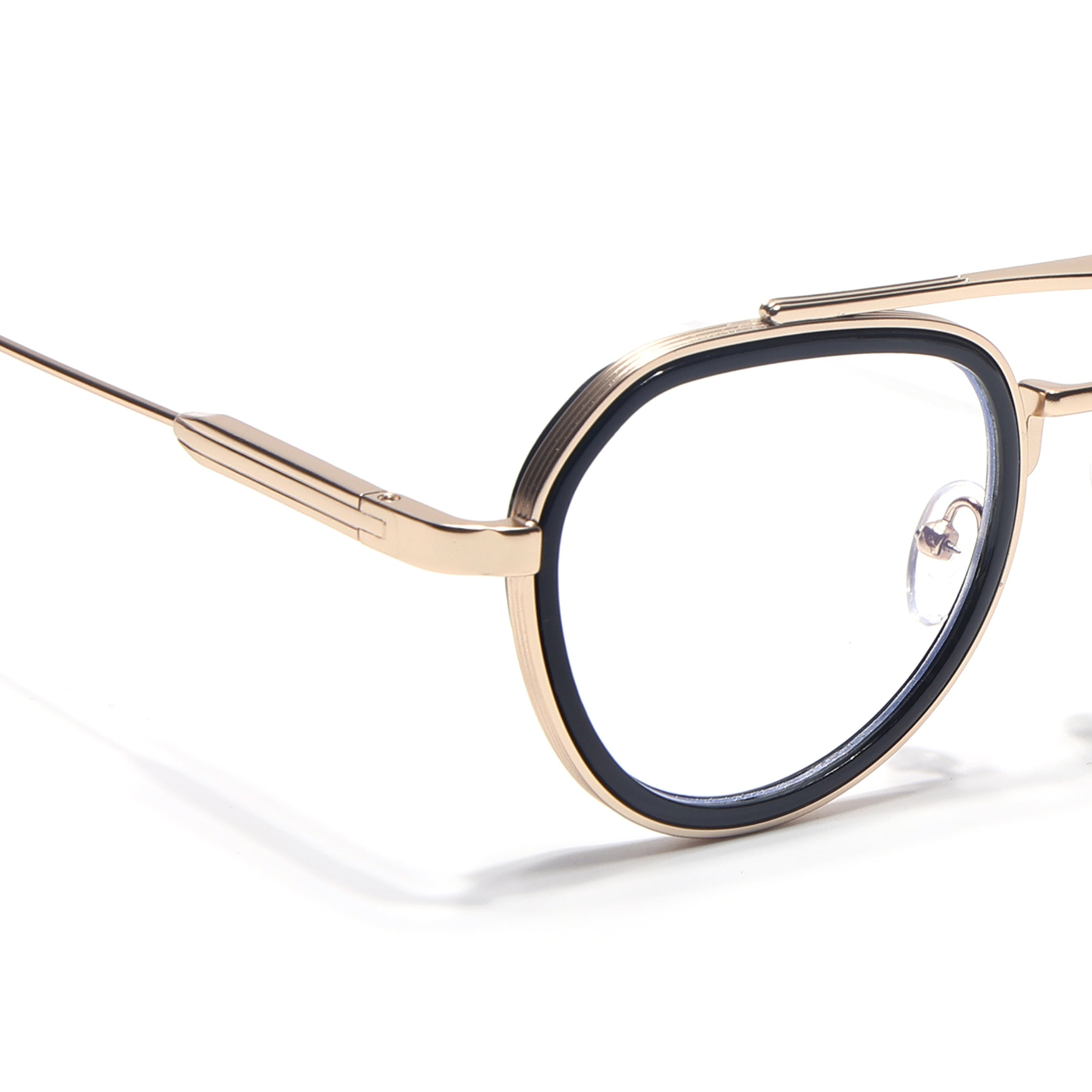 Voyage Objex Golden & Black Round Eyeglasses for Men & Women (7329FMG7058-C2)