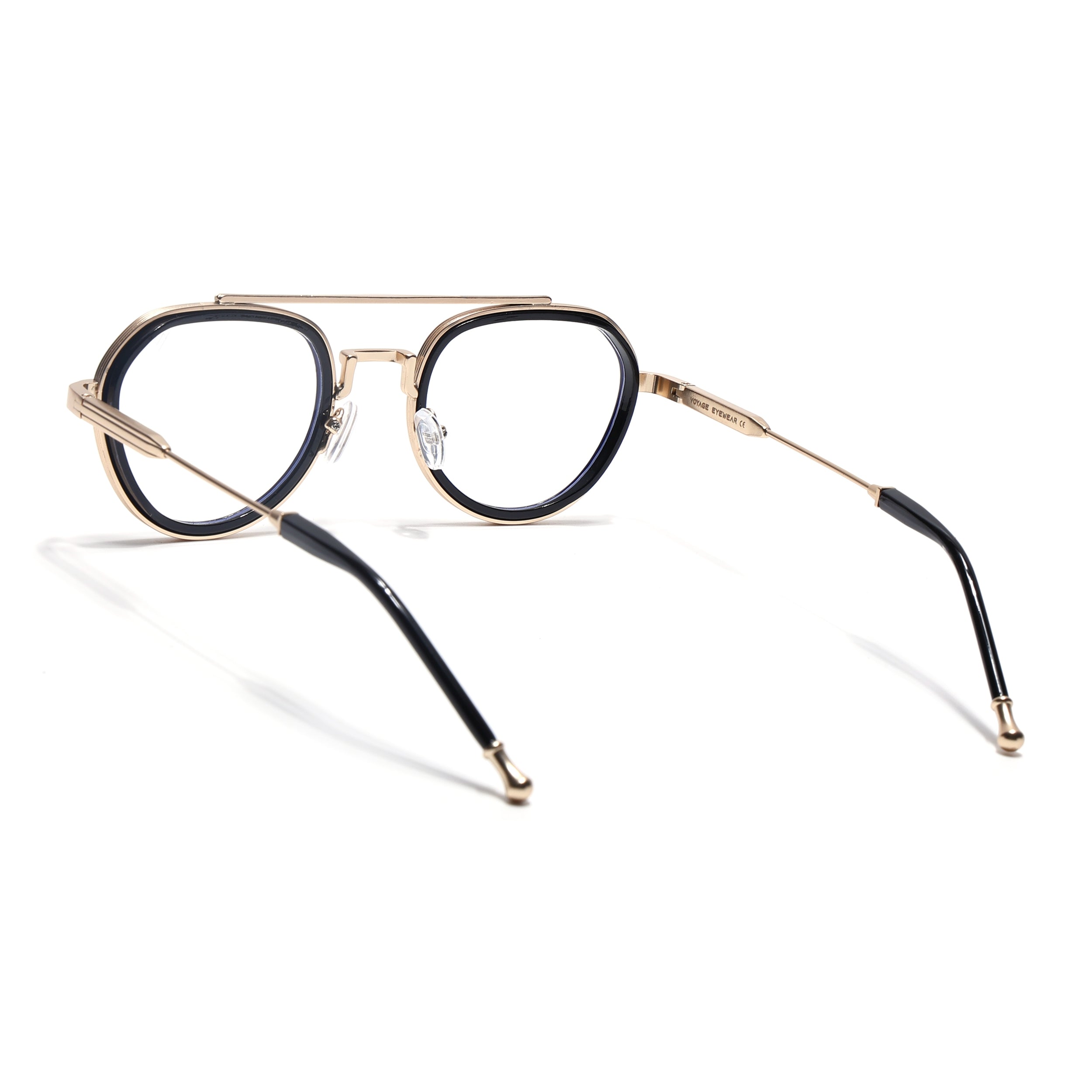 Voyage Objex Golden & Black Round Eyeglasses for Men & Women (7329FMG7058-C2)
