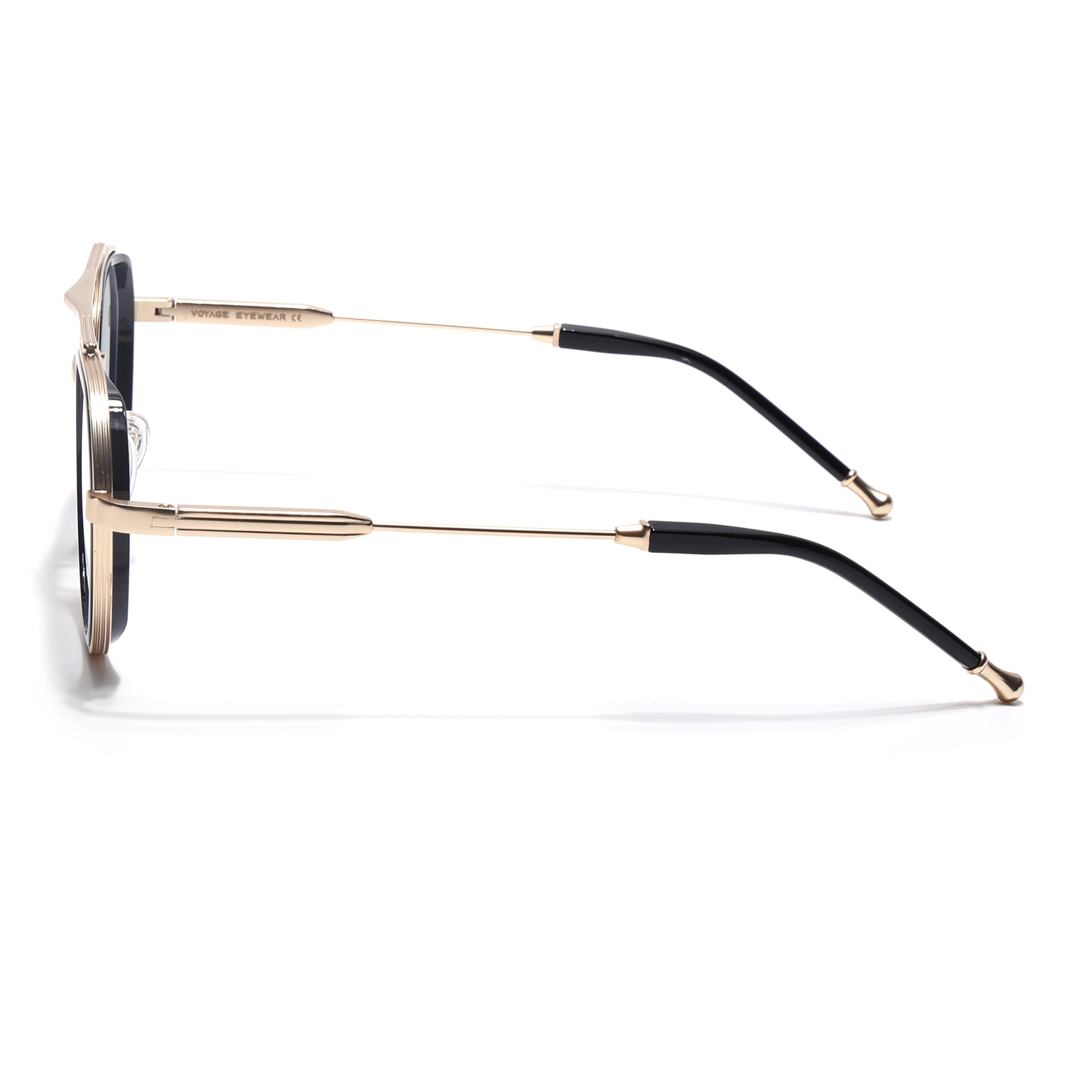 Voyage Objex Golden & Black Round Eyeglasses for Men & Women (7329FMG7058-C2)