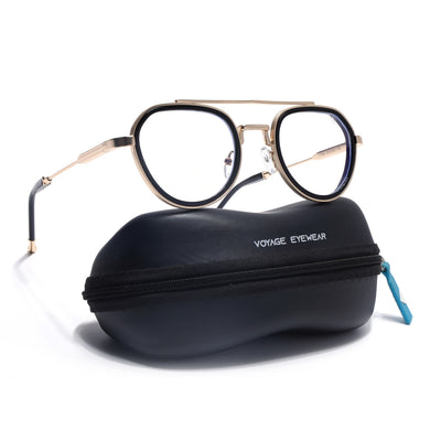 Voyage Objex Golden & Black Round Eyeglasses for Men & Women (7329FMG7058-C2)