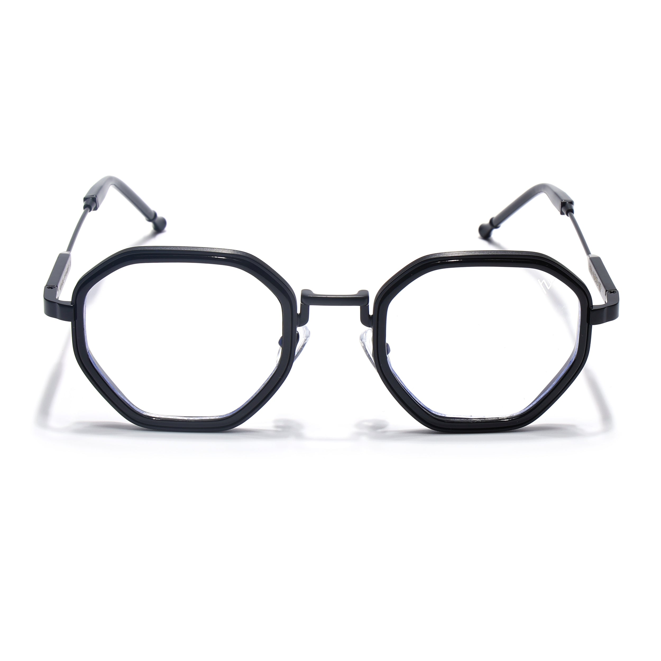 Voyage Black Hexagonal Eyeglasses for Men & Women (7330FMG7060-C1)