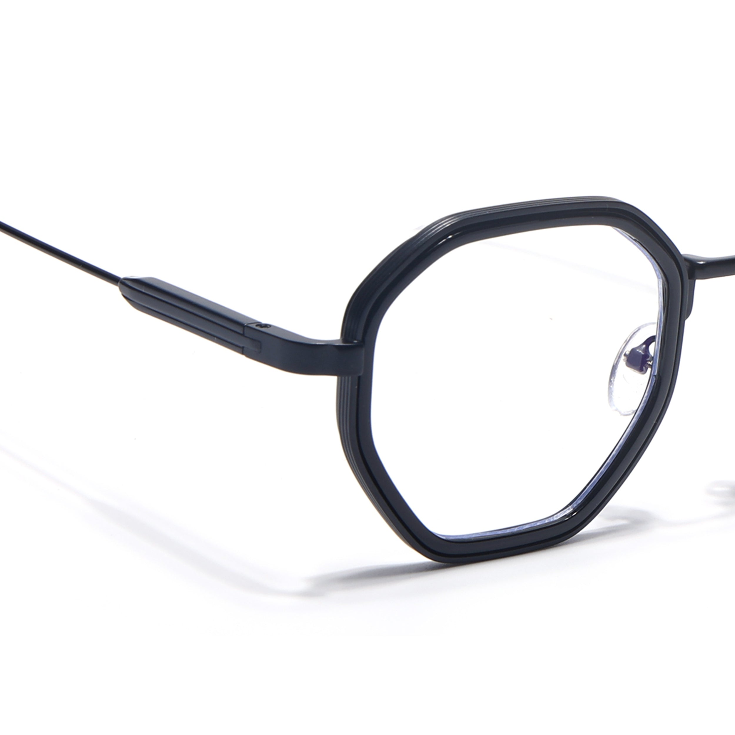 Voyage Black Hexagonal Eyeglasses for Men & Women (7330FMG7060-C1)