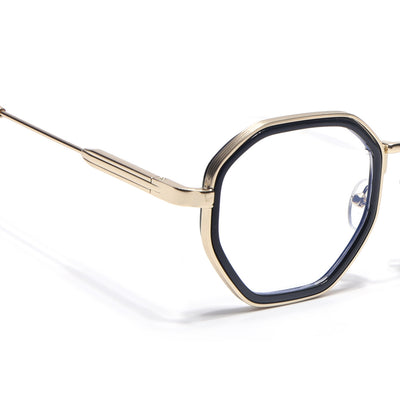 Voyage Golden & Black Hexagonal Eyeglasses for Men & Women (7330FMG7061-C2)