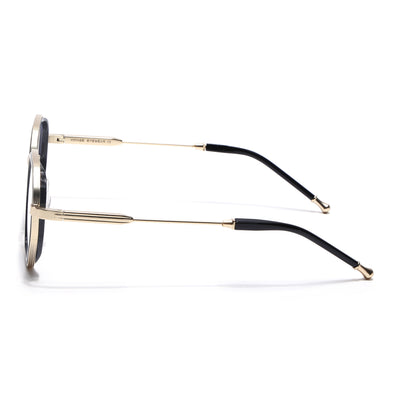 Voyage Golden & Black Hexagonal Eyeglasses for Men & Women (7330FMG7061-C2)