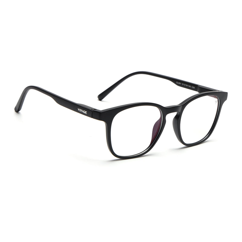 Round Clip-On Polarized Sunglasses for Men & Women (Clear Lens | Black Frame - PMG7361)