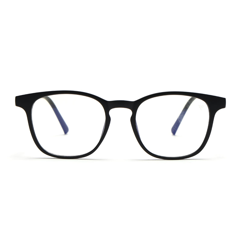 Round Clip-On Polarized Sunglasses for Men & Women (Clear Lens | Black Frame - PMG7361)