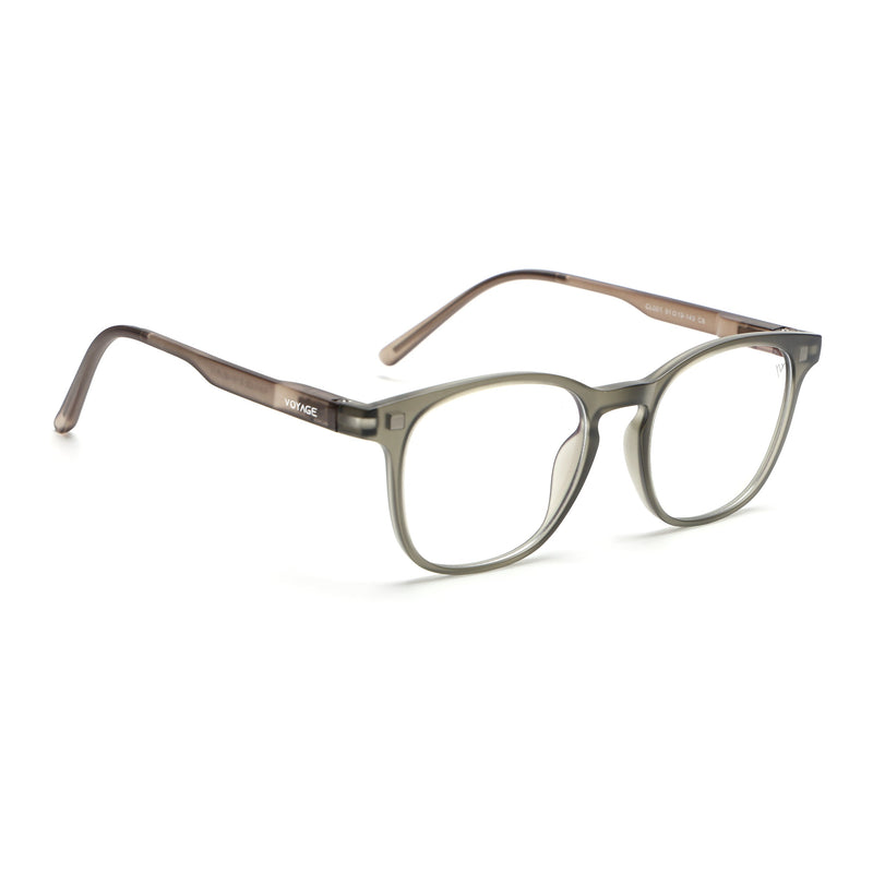 Round Clip-On Polarized Sunglasses for Men & Women (Clear Lens | Grey Frame - PMG7362)
