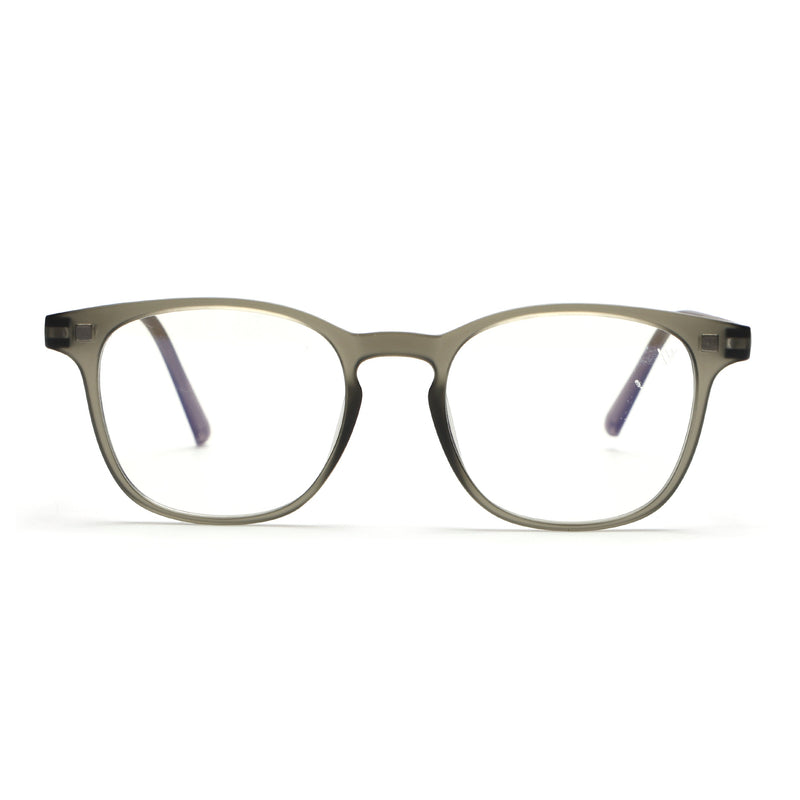 Round Clip-On Polarized Sunglasses for Men & Women (Clear Lens | Grey Frame - PMG7362)