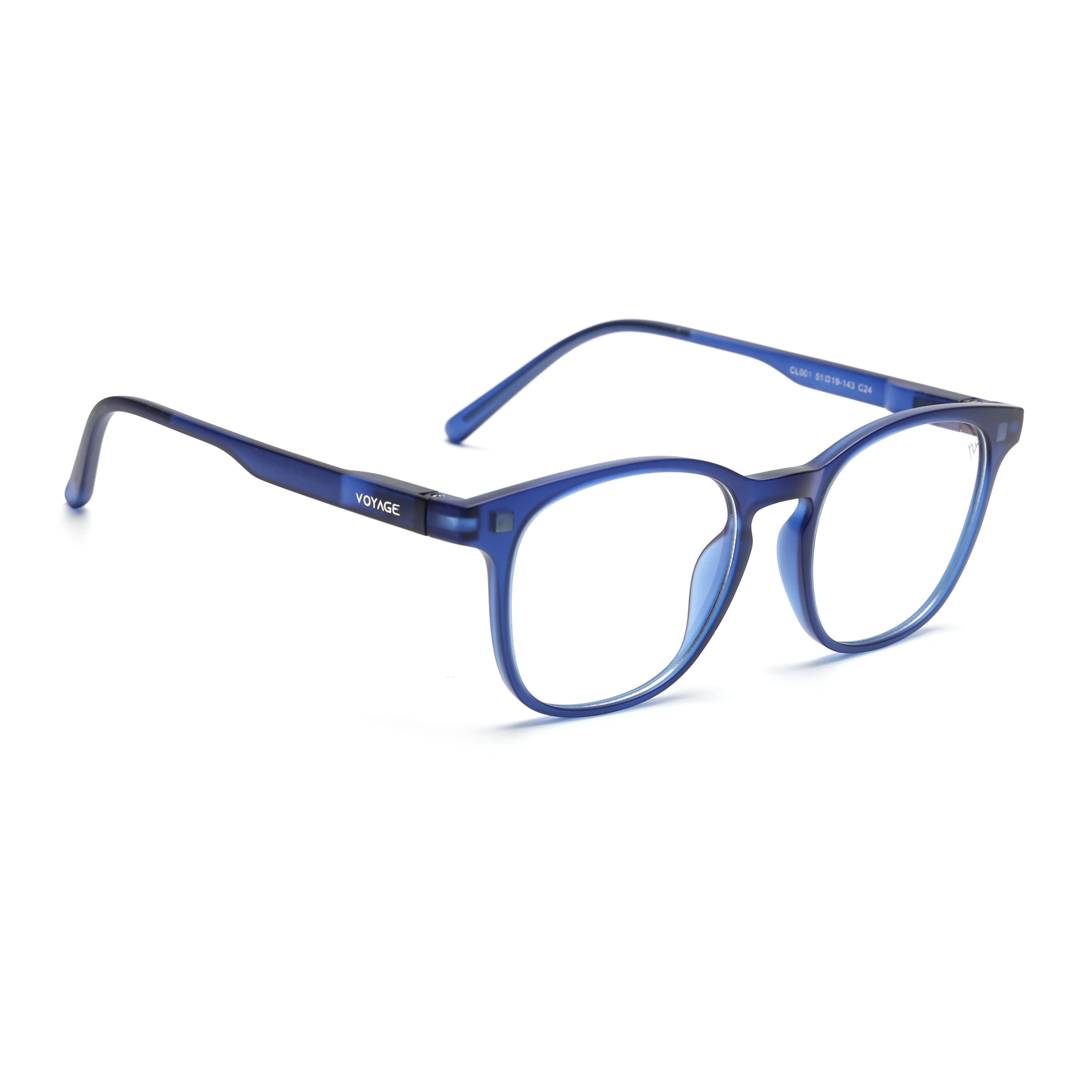 Round Clip-On Polarized Sunglasses for Men & Women (Clear Lens | Dark Blue Frame - PMG7363)