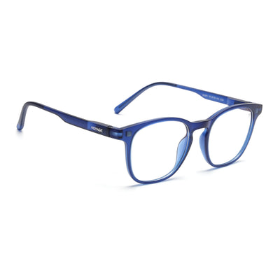 Round Clip-On Polarized Sunglasses for Men & Women (Clear Lens | Dark Blue Frame - PMG7363)