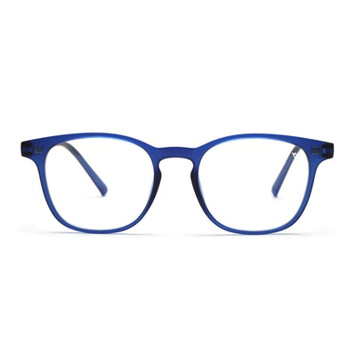 Round Clip-On Polarized Sunglasses for Men & Women (Clear Lens | Dark Blue Frame - PMG7363)