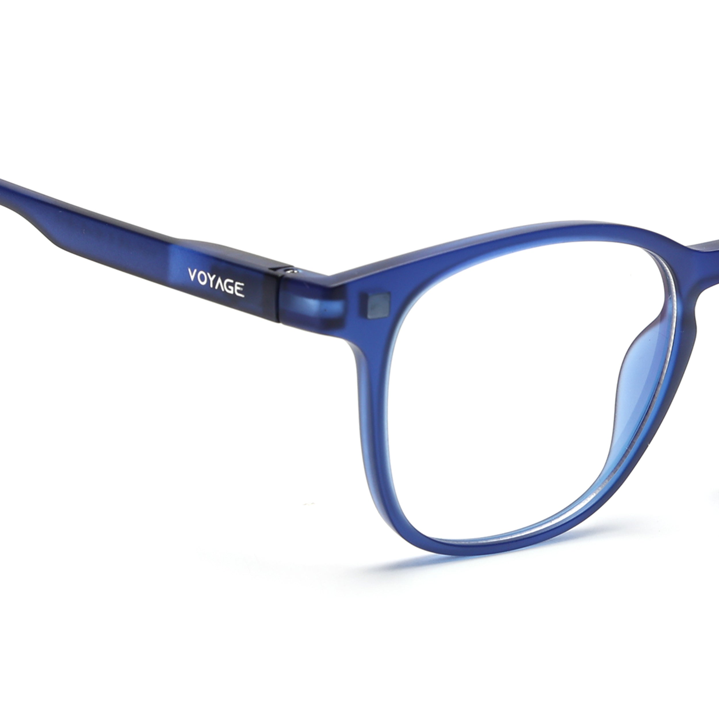 Round Clip-On Polarized Sunglasses for Men & Women (Clear Lens | Dark Blue Frame - PMG7363)