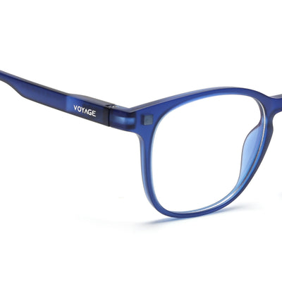 Round Clip-On Polarized Sunglasses for Men & Women (Clear Lens | Dark Blue Frame - PMG7363)