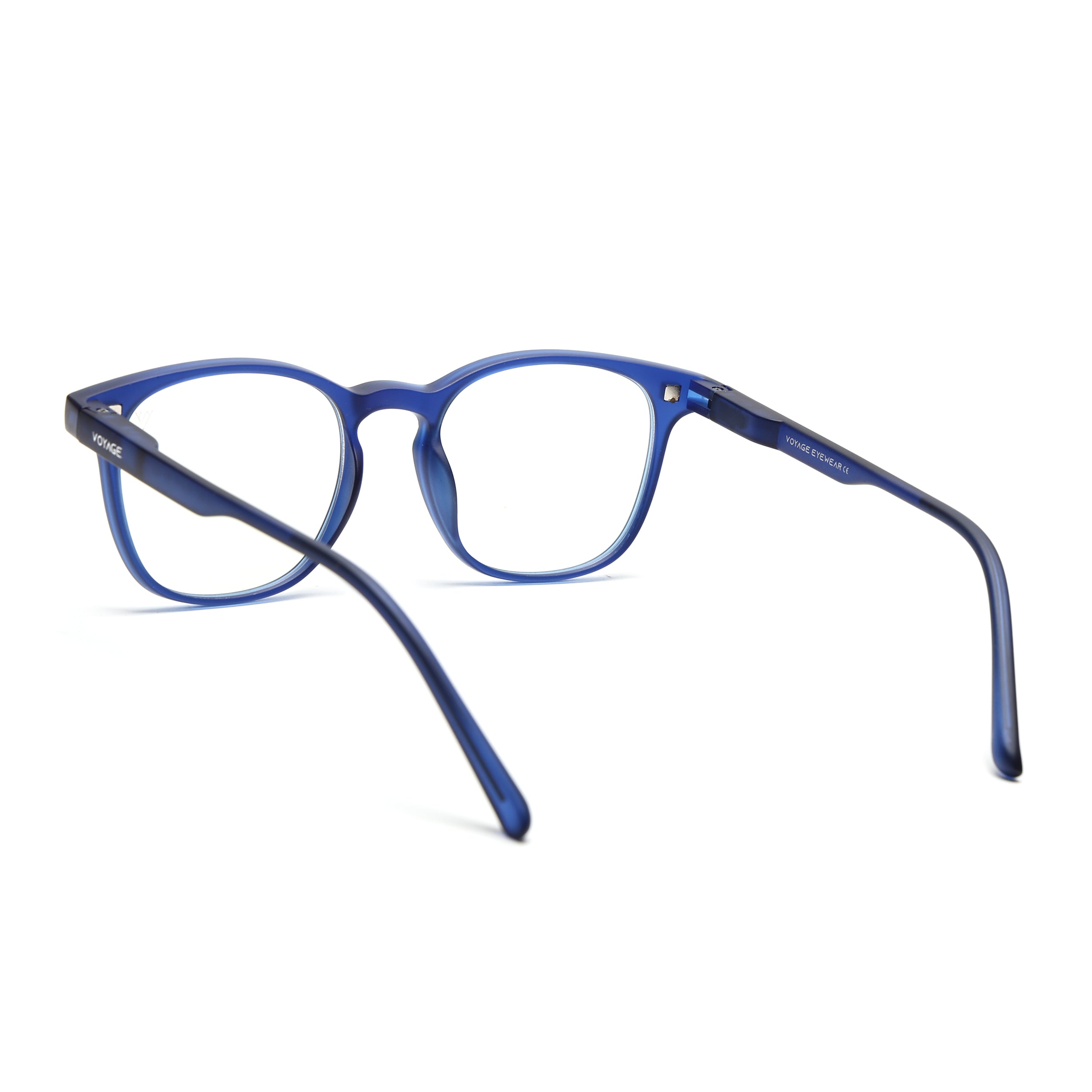 Round Clip-On Polarized Sunglasses for Men & Women (Clear Lens | Dark Blue Frame - PMG7363)