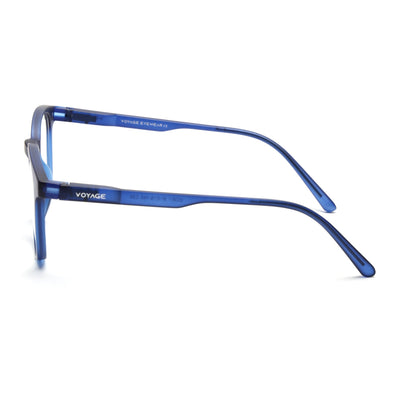 Round Clip-On Polarized Sunglasses for Men & Women (Clear Lens | Dark Blue Frame - PMG7363)