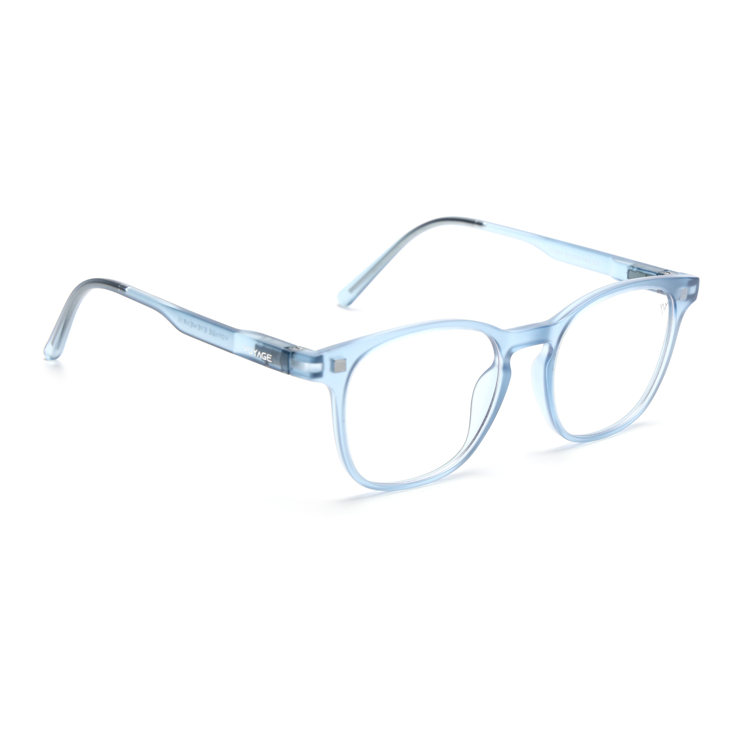 Round Clip-On Polarized Sunglasses for Men & Women (Clear Lens | Light Blue Frame - PMG7364)