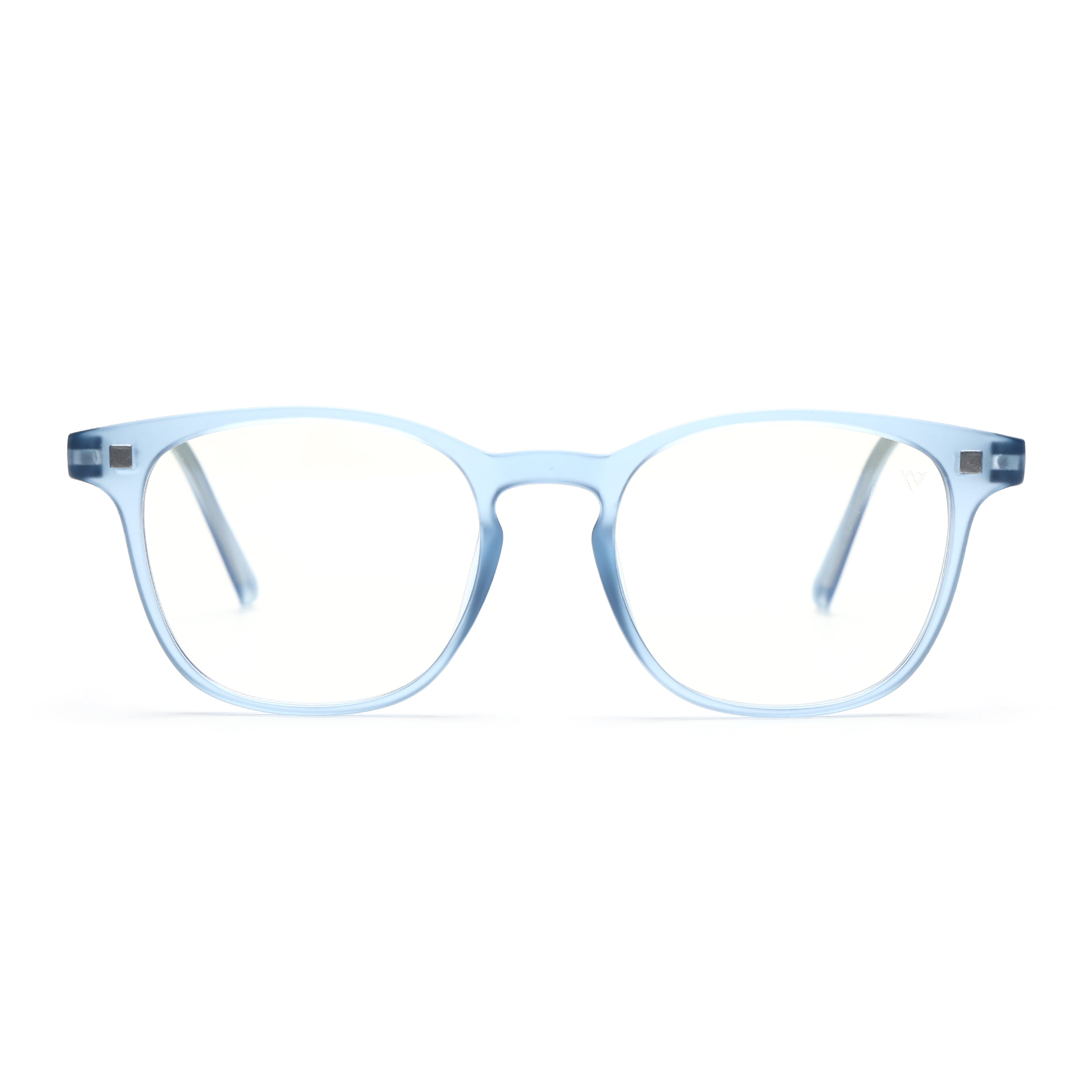 Round Clip-On Polarized Sunglasses for Men & Women (Clear Lens | Light Blue Frame - PMG7364)