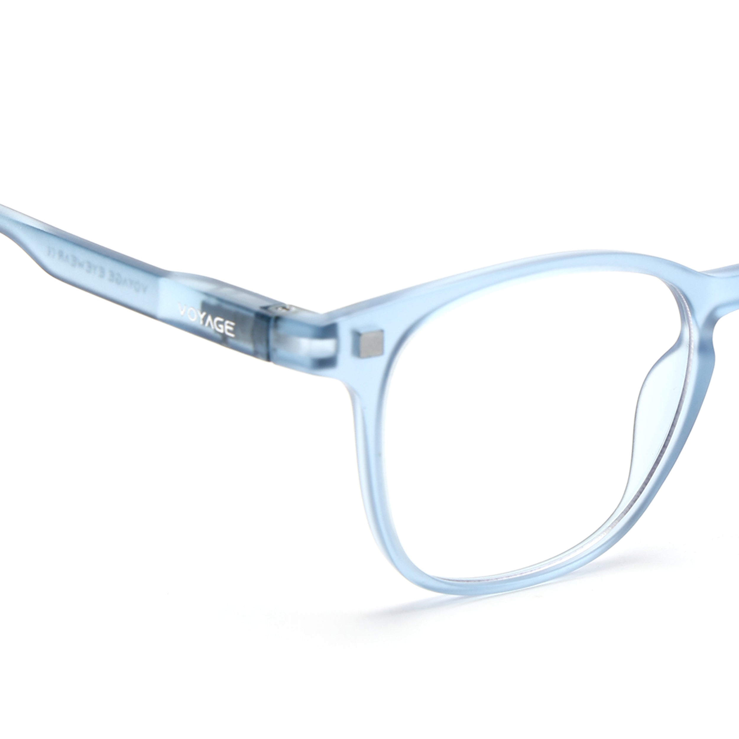 Round Clip-On Polarized Sunglasses for Men & Women (Clear Lens | Light Blue Frame - PMG7364)