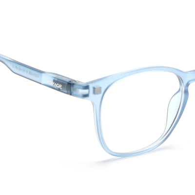 Round Clip-On Polarized Sunglasses for Men & Women (Clear Lens | Light Blue Frame - PMG7364)