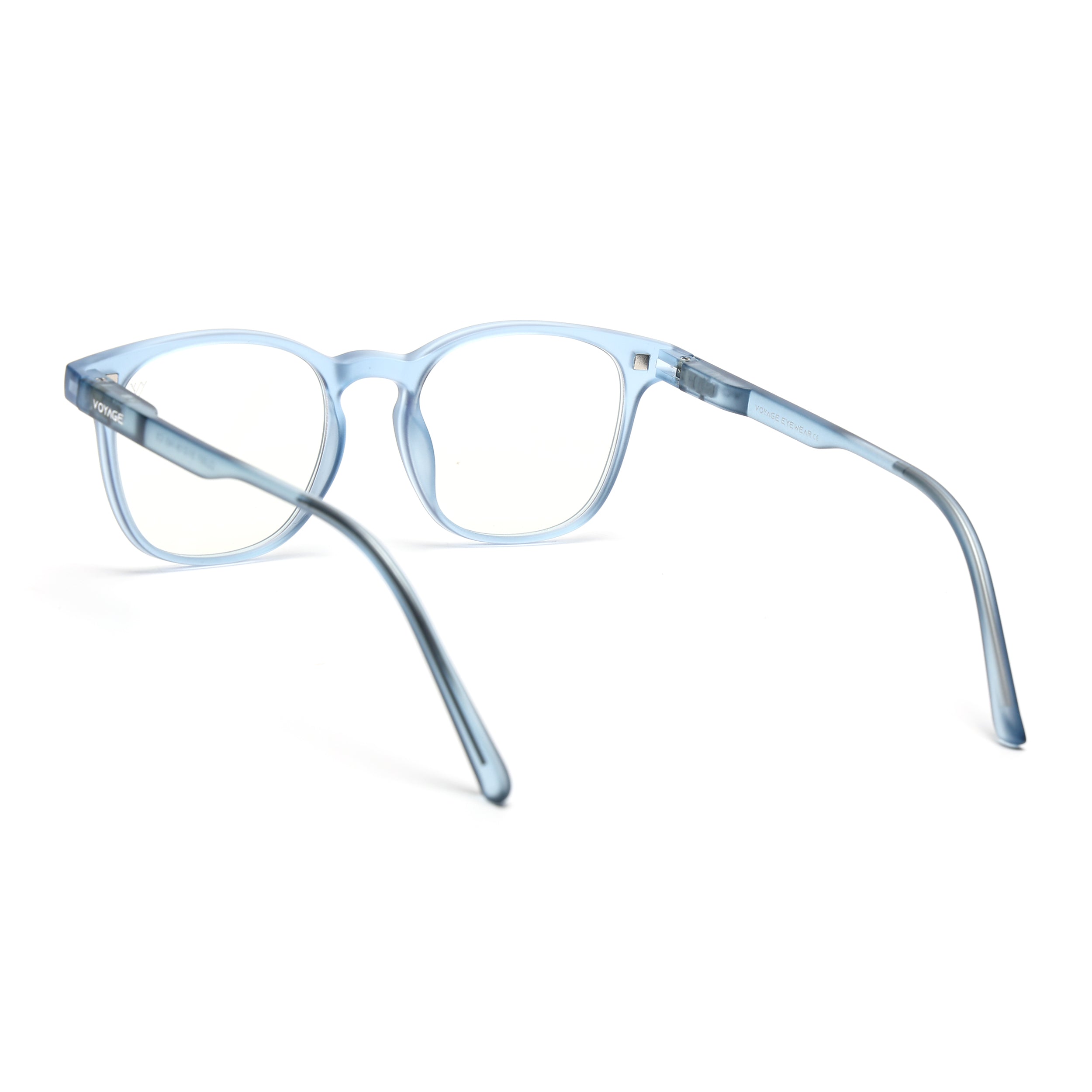 Round Clip-On Polarized Sunglasses for Men & Women (Clear Lens | Light Blue Frame - PMG7364)