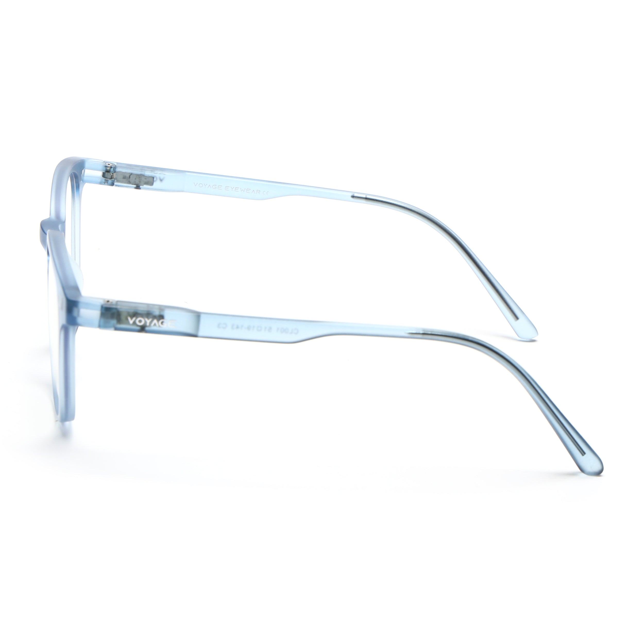 Round Clip-On Polarized Sunglasses for Men & Women (Clear Lens | Light Blue Frame - PMG7364)