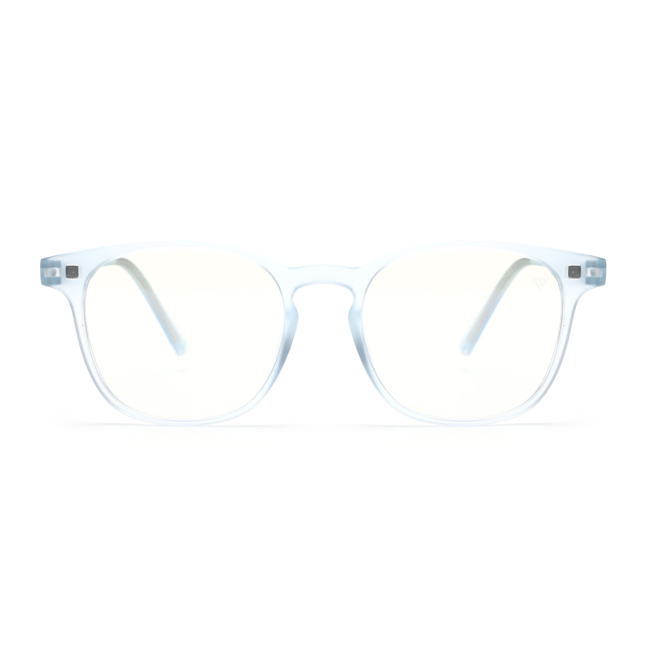 Round Clip-On Polarized Sunglasses for Men & Women (Clear Lens | Aqua Frame - PMG7365)