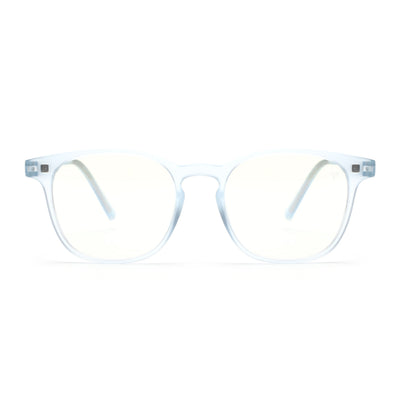 Round Clip-On Polarized Sunglasses for Men & Women (Clear Lens | Aqua Frame - PMG7365)