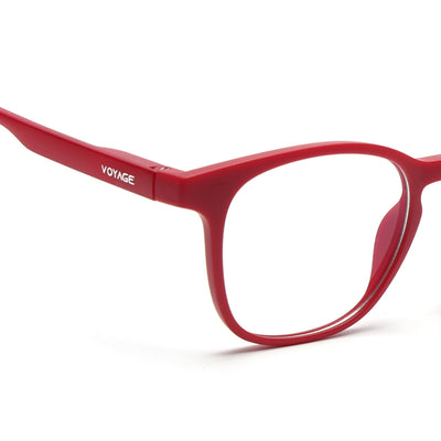 Round Clip-On Polarized Sunglasses for Men & Women (Clear Lens | Red Frame - PMG7367)