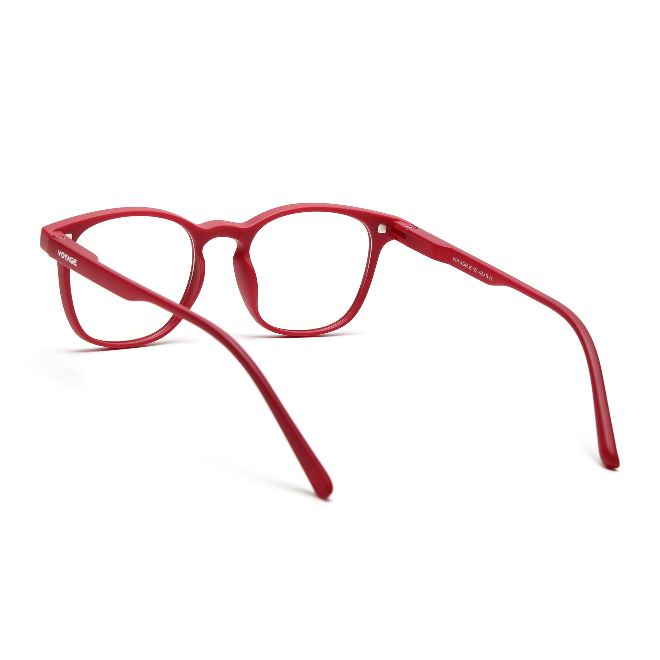 Round Clip-On Polarized Sunglasses for Men & Women (Clear Lens | Red Frame - PMG7367)