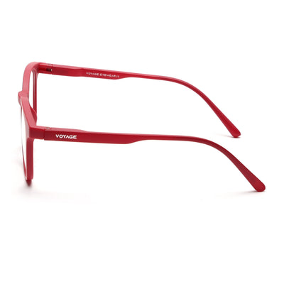 Round Clip-On Polarized Sunglasses for Men & Women (Clear Lens | Red Frame - PMG7367)